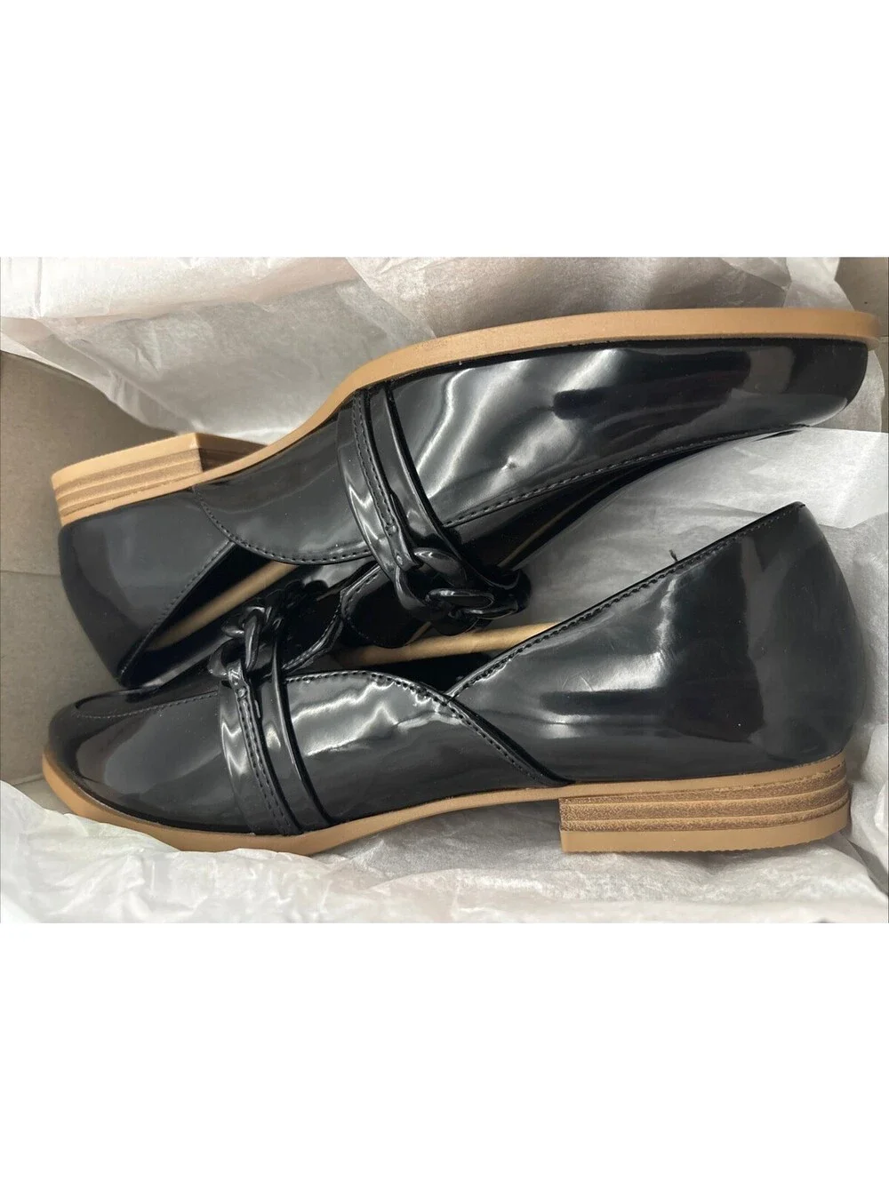 NWT Lauren Conrad Demll Women’s Black Memory Foam Shiny, Pointed Loafer Size 9 M